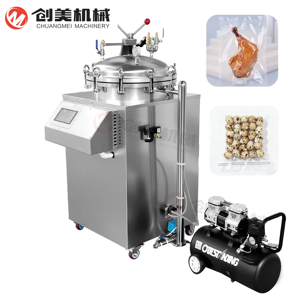 Aço inoxidável Vertical Back Pressure Esterilizador para Pet Food Industry Beverage Industry Alta Qualidade - Esterilizador - foodmachtech